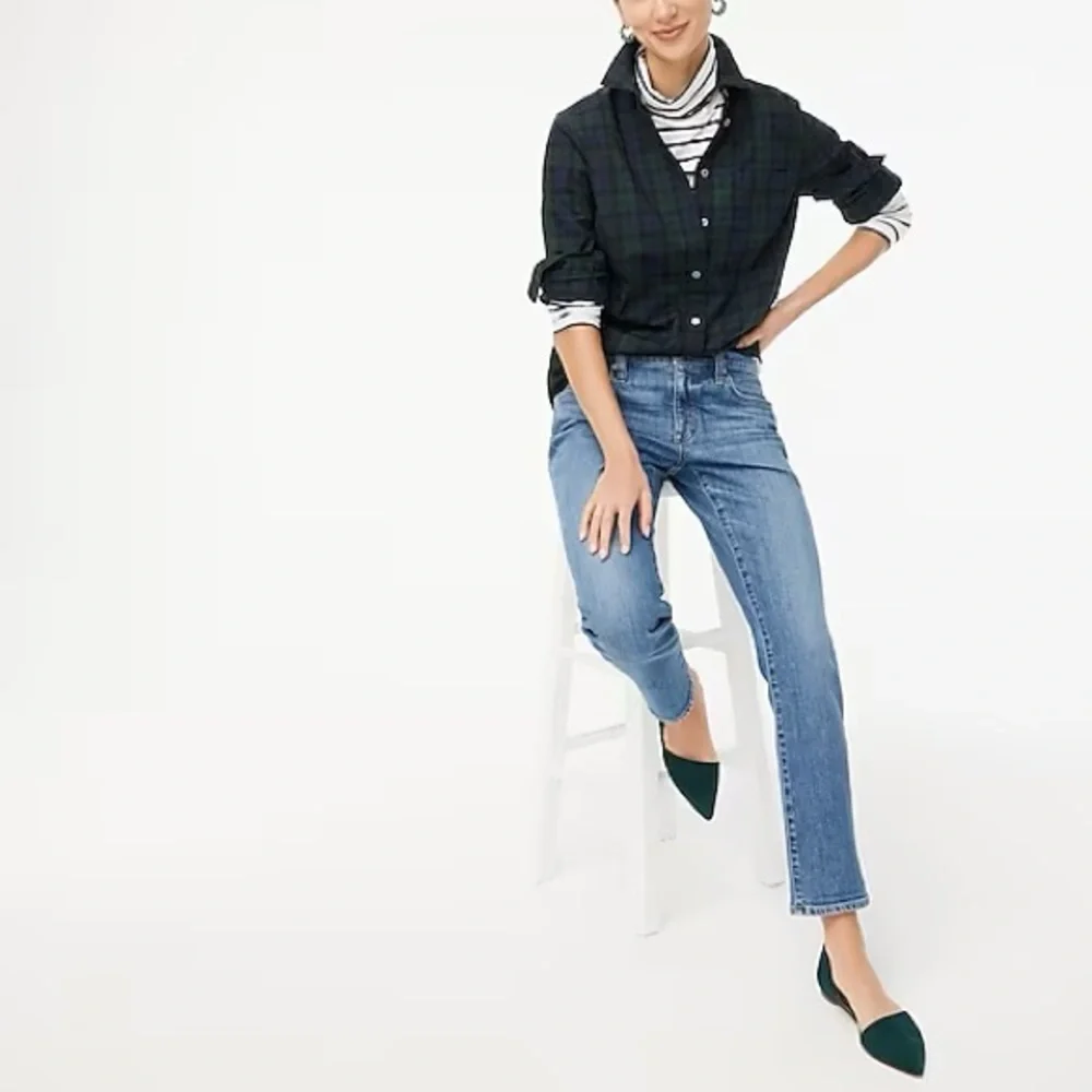 J. Crew Factory Black Watch Plaid Cotton Poplin shirt in Signature Fit - Picture 2 of 11